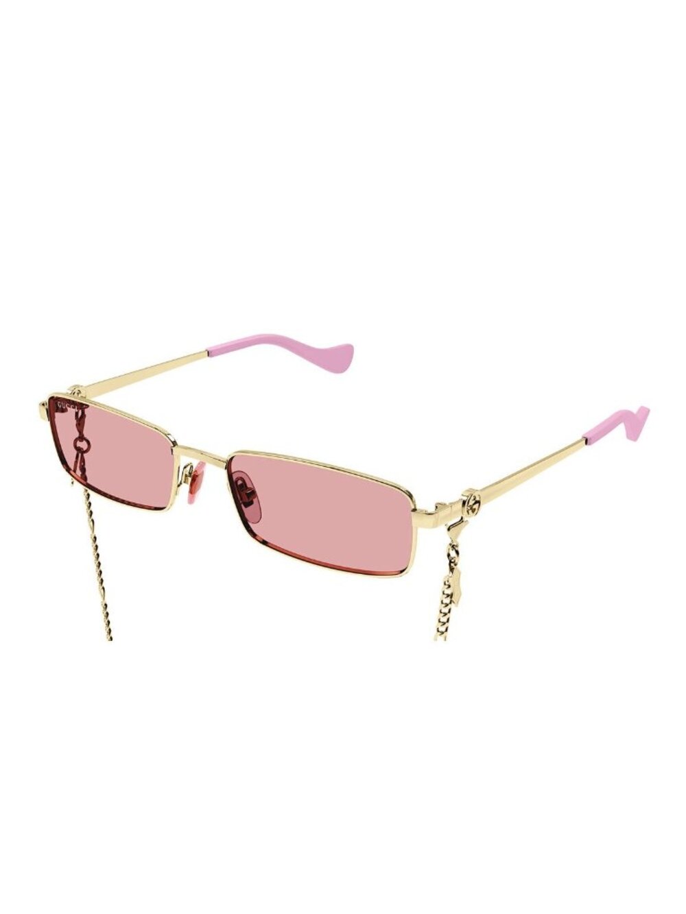 NEW GG1600S 004 GUCCI SUNGLASSES, GOLD/PINK WOMEN WITH CHAIN